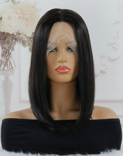 Perruque Courte Carré Femme Indétectable Synthétique T Part Dentelle Wig 35cm