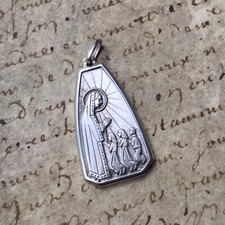 Pendentif Grande Médaille en Argent Vierge Communion Holy Mary Silver Medal