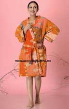 Robe Kimono Longue En Coton Indien Patchwork Fait Main Veste De Nuit