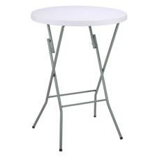 Table Haute Mange Debout Ø80x110 cm - Table de Bar Pliante Ronde Blanche - Table