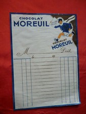 retro-collection-ancienne facture vierge CHOCOLAT MOREUIL