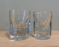 2 Anciens Verres de Bistrot / Verre Épais Soufflé avec Ouraline - Collection Bar