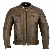 Veste homme rétro moto marron