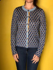 joli gilet pailleté à losanges bleu et doré MALIPARMI m.u.s.t taille S neuf