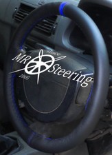 Couvre Volant En Cuir Noir Pour PEUGEOT 307 + Sangle Bleu Royal 2001-2008