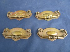 4 poignées s/ plaque entrée laiton tiroirs meuble ancien Lg 10 cm