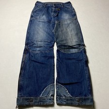 Jeans baggy G-Star Elwood W31 L36 Y2K Tech Denim bleu foncé fermeture éclair ...