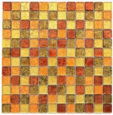 Mosaïque Pâte de Verre Cristal Or Orange Bain Wc 120-07414 I 10 Mosaikmatten