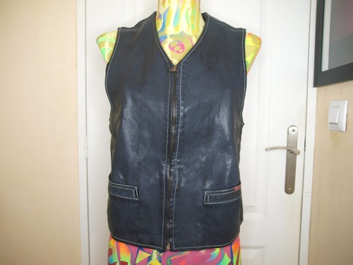 Gilet cuir vintage - cuir, chevignon