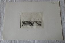 ANCIENNE GRAVURE REGIONALISME NORD (59) GRAVELINES VUE SUR DES BATEAUX PECHE?