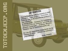 PLAQUE PLAQUETTE LABLE SIGNALETIQUE  ALU " ATTENTION "  CITROEN MEHARI . 4X4 