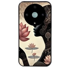 Coque noire pour Honor Magic 6 LITE motif femme et lotus