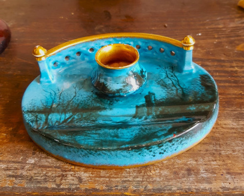 Ancien encrier porcelaine - encrier,