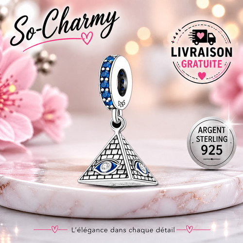 Charm pyramide argent - ♥,