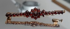 Bijou Ancien Broche Grenats sur Monture Argent Massif Vermeil 900 / 1000 e -
