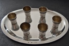 Plateau en argent avec 6 gobelets poinçon minerve 1ier titre