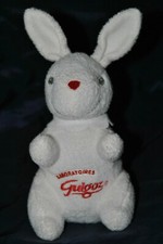 ?Doudou Peluche Lapin Brodé Laboratoires GUIGOZ Nez Rouge Col Blanc Etat NEUF