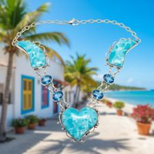 Natural Larimar Gemstone Chain