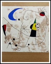Joan MIRO : personnage, lithographie originale en pochoir signé 1957