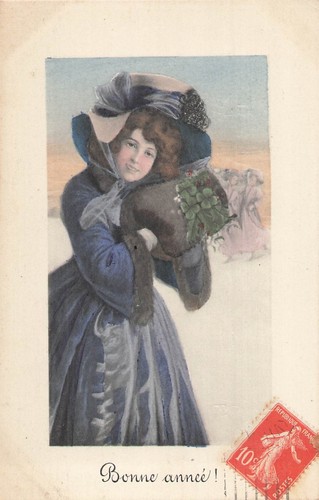 Illustree femme elegante - cp,