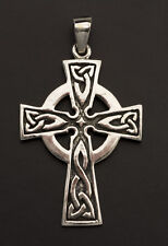 Crucifix Pendentif Croix Celtique Celte Irlandais en Argent 925 -6.4 gr.  #25889