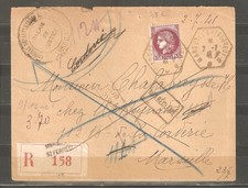 lot  7351 -- MAZELIN  3F  SUR ENVELOPPE NON RECLAMEE --  2 scan