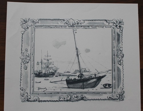 Lithographie bateau marin - lithographie, de