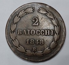 RARE Monnaie, 2 Baiocchi 1848