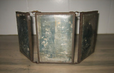 Ancien Miroir triptyque barbier coiffeur à chainette