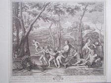 NICOLAS POUSSIN grande gravure originale RENAUD ET ARMIDE graveur SIMONNEAU rare