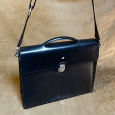 MANDARINA DUCK sac Besace sacoche épaule / cuir & tissu noir / vintage 80's TBE