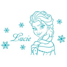 * 1 Sticker Personnalisé - Elsa Reine Des Neiges + Flocons  -  Prénom au Choix *