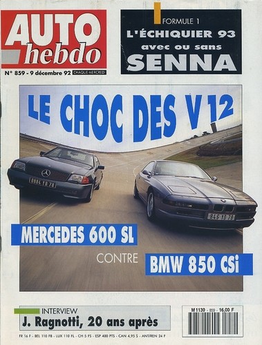Auto hebdo 859 - n°859, 09/12/1992