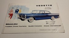 Rare dépliant Catalogue brochure Simca Vedette Beaulieu Tbe D'époque