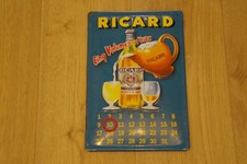 Calendrier métal publicitaire 20x30cm bombé relief : Ricard
