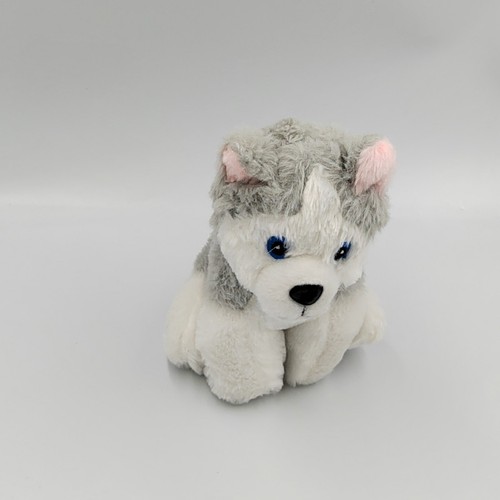Peluche chien husky gris - peluche,