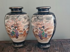paire de beaux vases Satsuma Japon H 38 cm