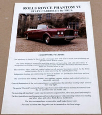 ROLLS ROYCE PHANTOM VI CABRIOLET FRUA Brochure Folder Prospekt Pub Documentation