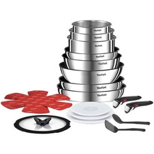 TEFAL Set 20 pcs Ingenio Emotion Induction Casserole Poêle Inox Poignée L897SJ04