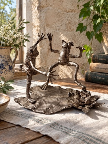 Sculpture grenouilles bronze - sculpture,