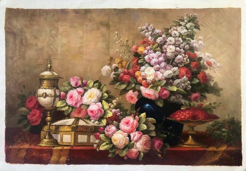 Fleurs pivoines peinture huile - fleurs,
