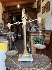 Ancienne grande échelle laiton socle marbre italien apothicaire style ancien décor gothique