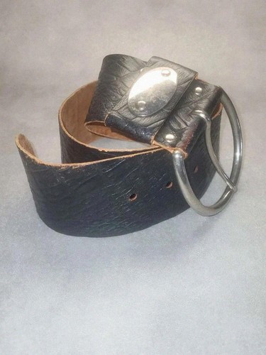 Ceinture vintage cuir noir - vintage,