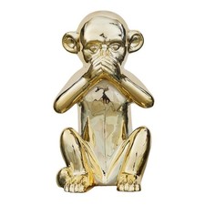 Statuette Déco en Céramique "Singe Assis" 28cm Or