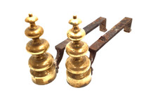 Ancienne Paire de Chenet de Cheminée en Bronze et Fonte