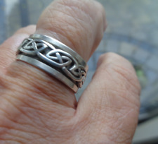 Vintage Argent Sterling Celtique Centre Tournant Anneau Bague C.1970s - Size En