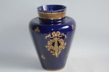 Vase Faïence de Tours bleu et or Jaget & Pinon (56421)