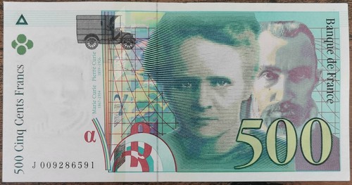 Billet 500 francs pierre - de, et