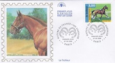 L8 - ENVELOPPE 1ER JOUR -FRANCE  - LES CHEVAUX - LE TROTTEUR - 1998 .