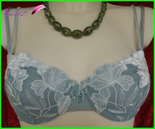 Soutien Gorge MIRIALE Gris Bleu fleurs touchées velours 90A A 105D FR AA4